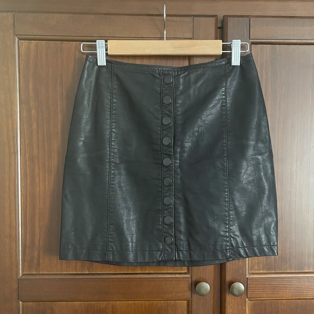 Free People Oh Snap Vegan Leather skirt in black
